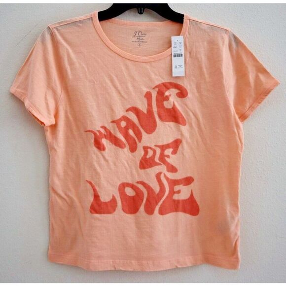 J. Crew OR5929 Women's Sz Small Iced Peach "Wave Of Love" Graphic S/S T-Shirt - Picture 1 of 9